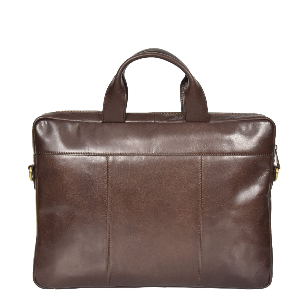 DR383 Slimline Cross Body Leather Briefcase Brown 5