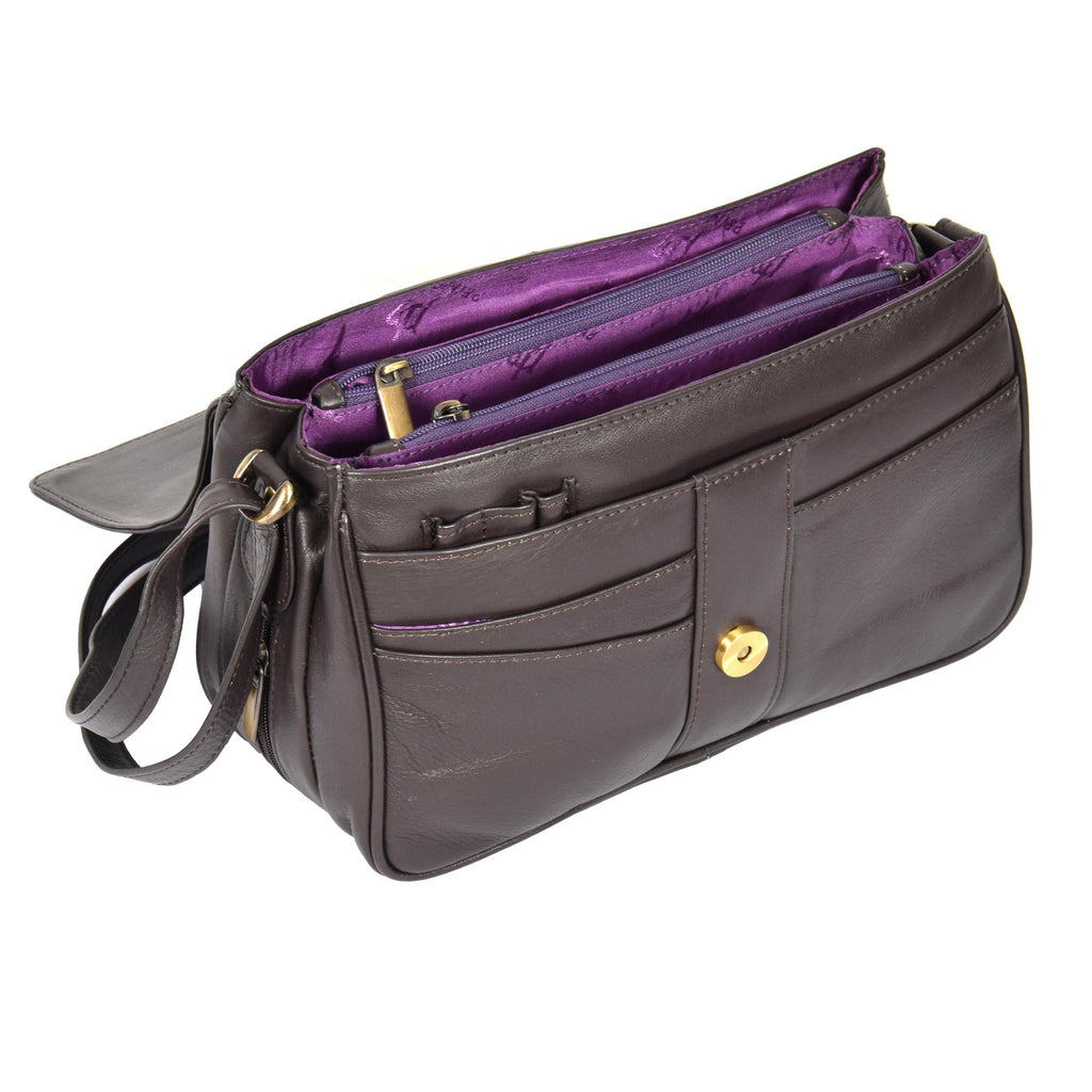 DR313 Women’s Leather Shoulder Messenger Handbag Brown 7