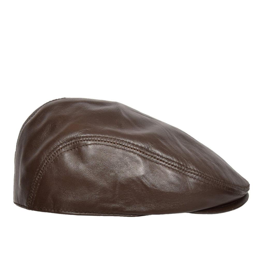 DR397 Soft Leather Classic Flat Cap Brown 2
