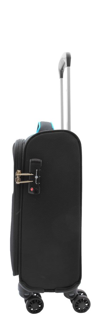 DR521 Lightweight 4 Wheel Soft Hand Luggage Cabin Size Suitcase Black 3