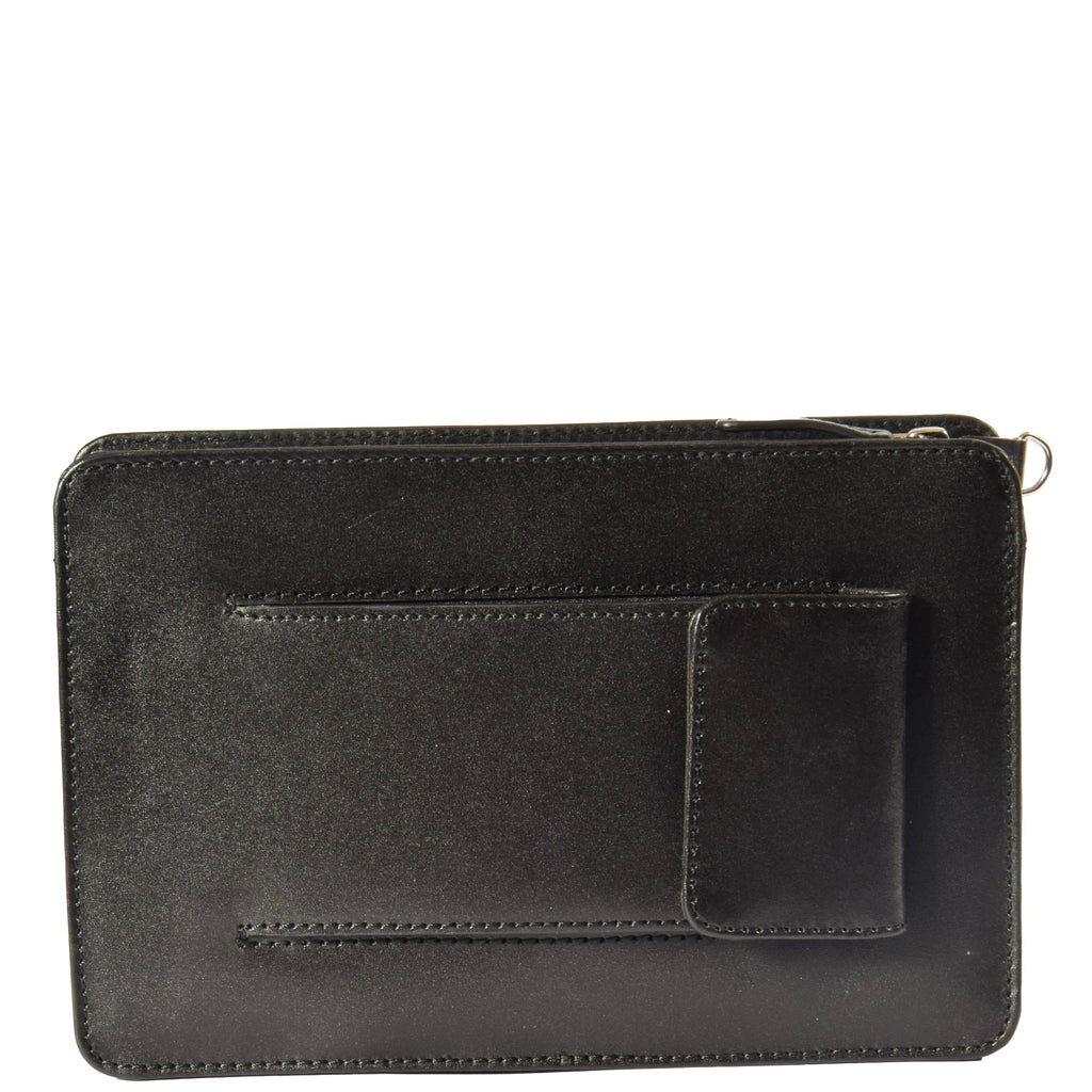 DR371 Real Leather Wristlet Pouch Black 3