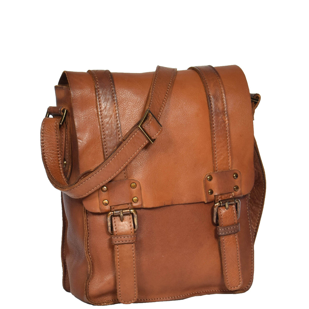 DR278 Real Leather Cross Body Messenger Bag Rust 1