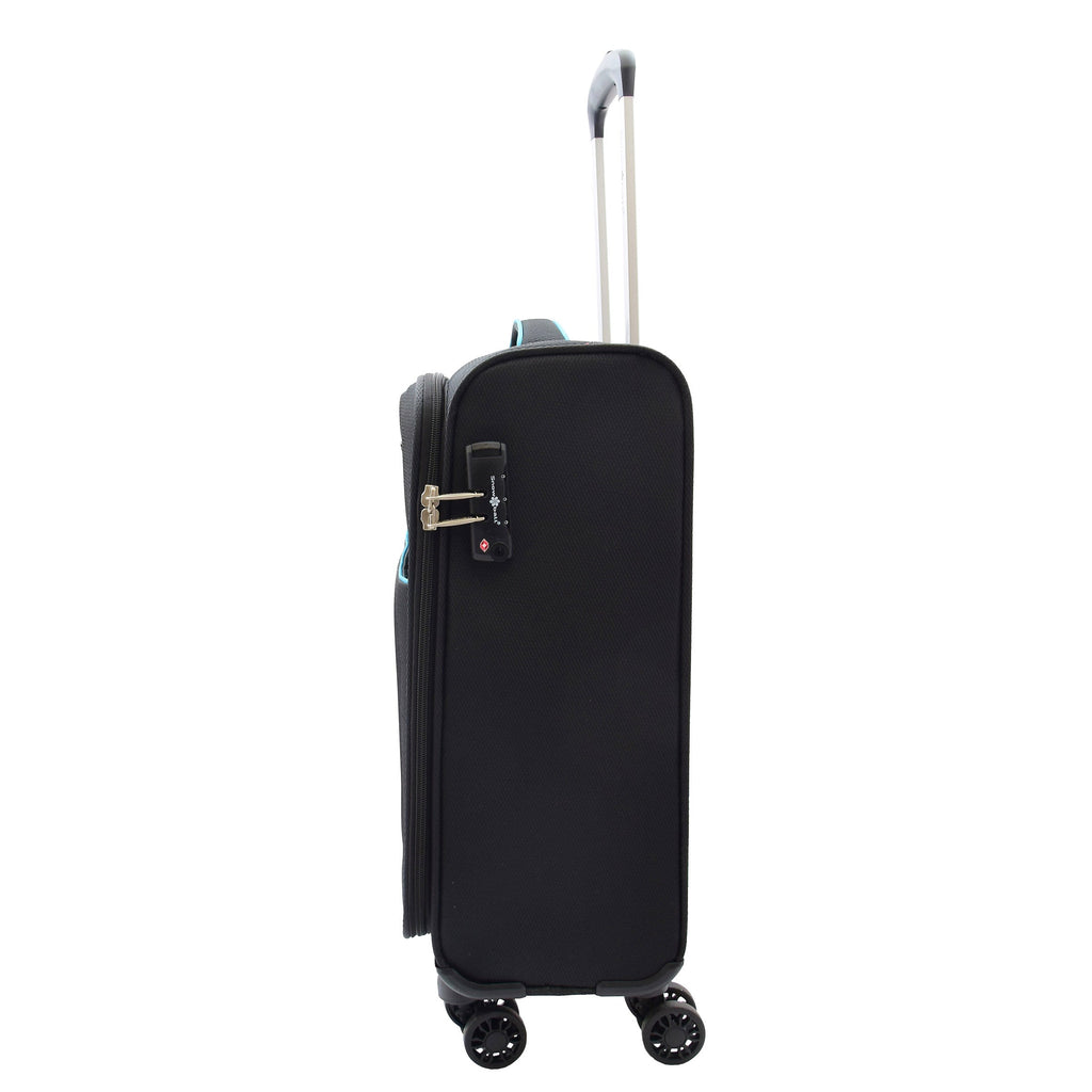 DR499 Four Wheel Lightweight Soft Suitcase Luggage Black 6