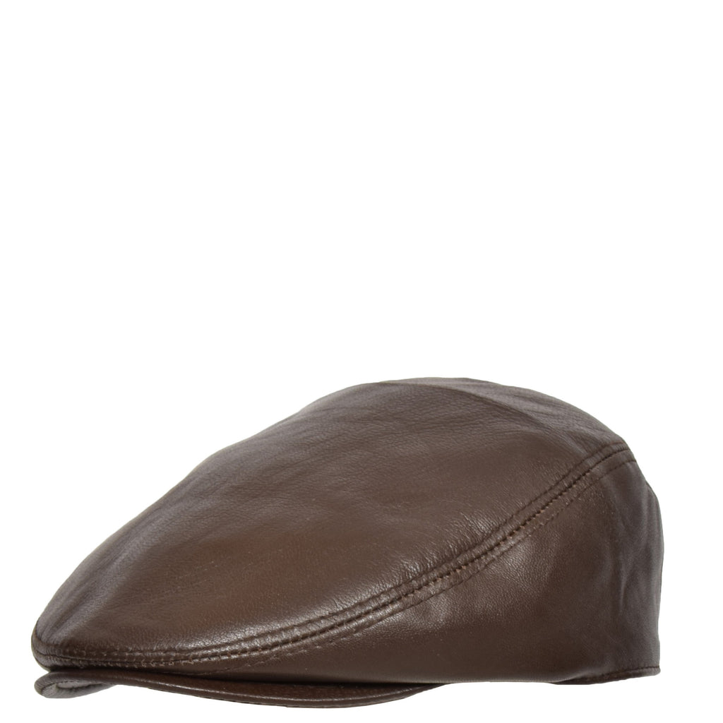 DR397 Soft Leather Classic Flat Cap Brown 3
