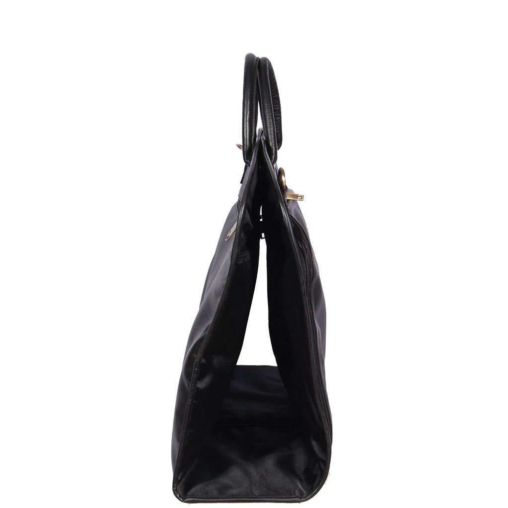 DR319 Genuine Soft Leather Suit Carrier Dress Garment Bag Black 2