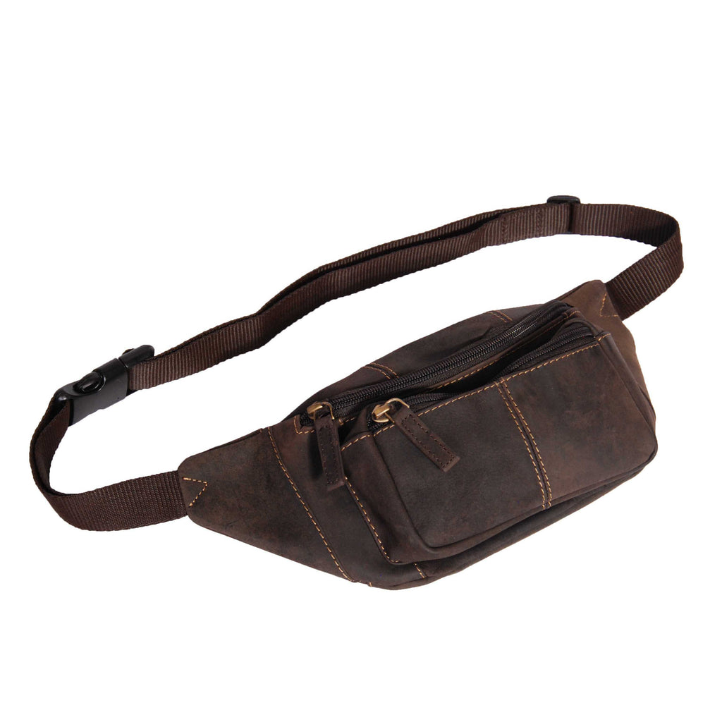 DR377 Real Leather Bum Bag Belt Waist Pack Oil Brown 2
