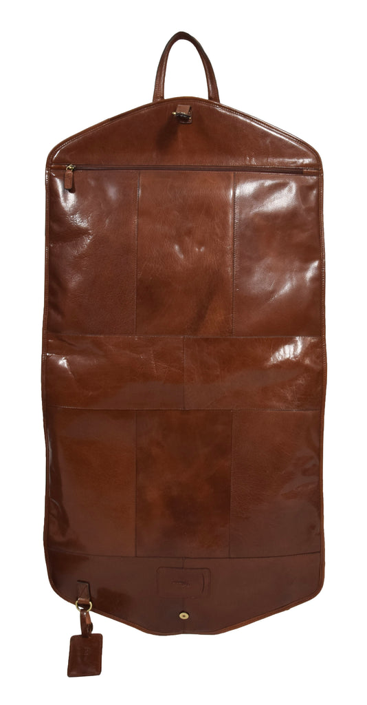 DR281 Buffalo Leather Suit Carrier Garment Bag Chestnut 9