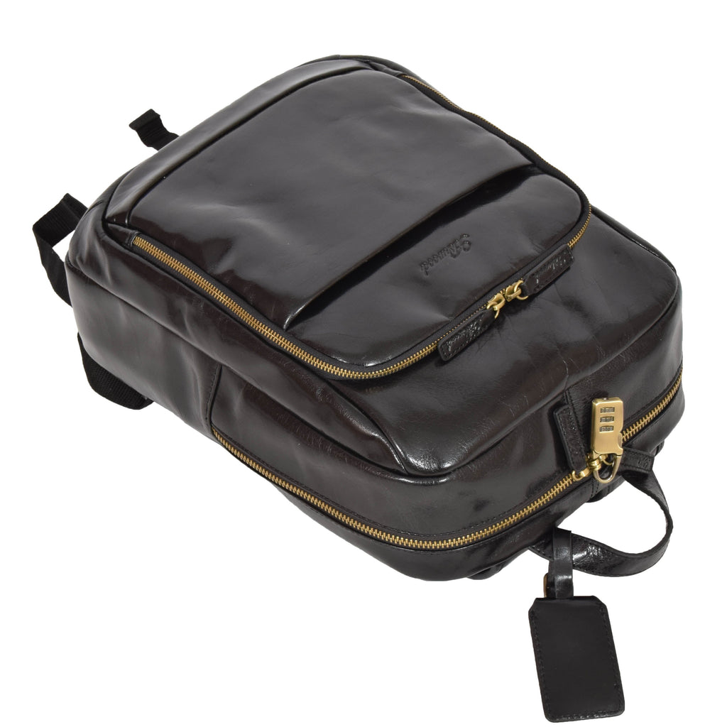 DR283 Back Pack Italian  Buffalo Leather Rucksack Bag Black 4