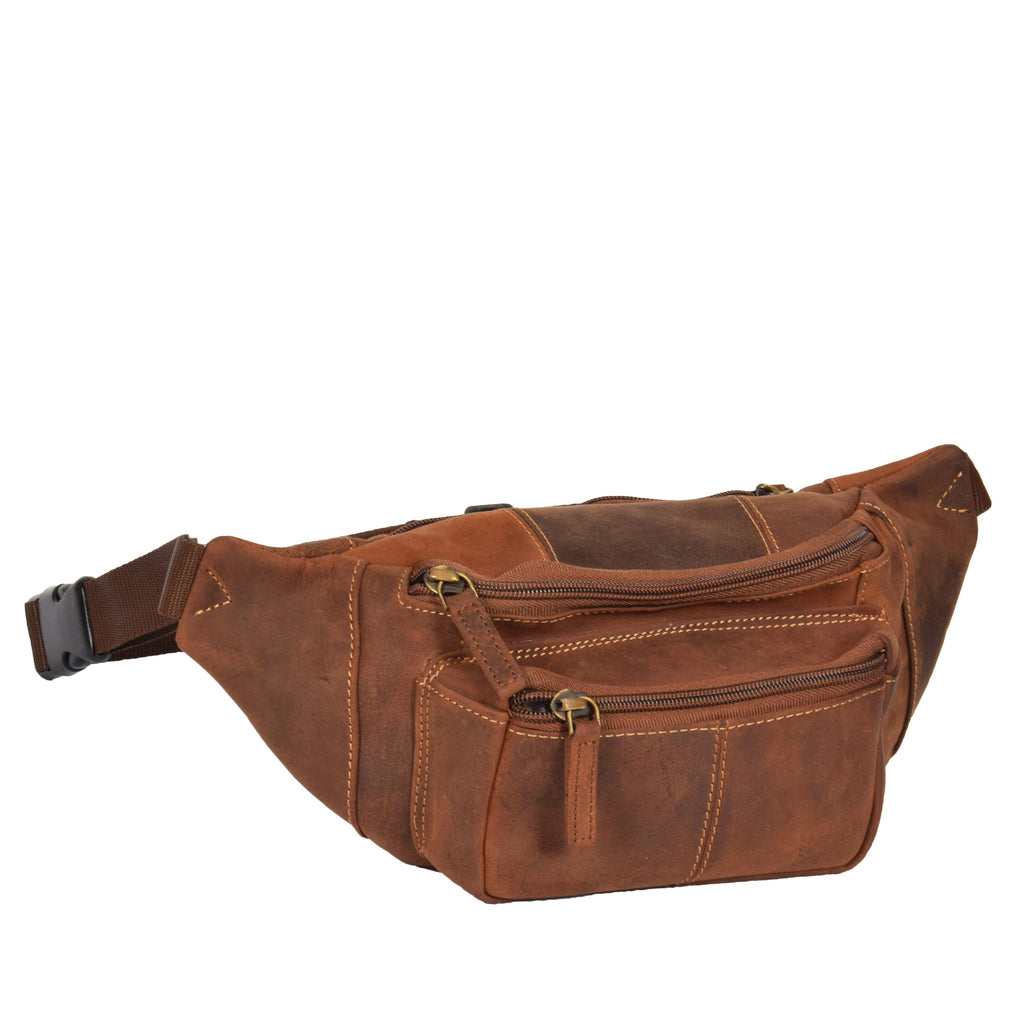 DR377 Real Leather Bum Bag Belt Waist Pack Oil Tan 1