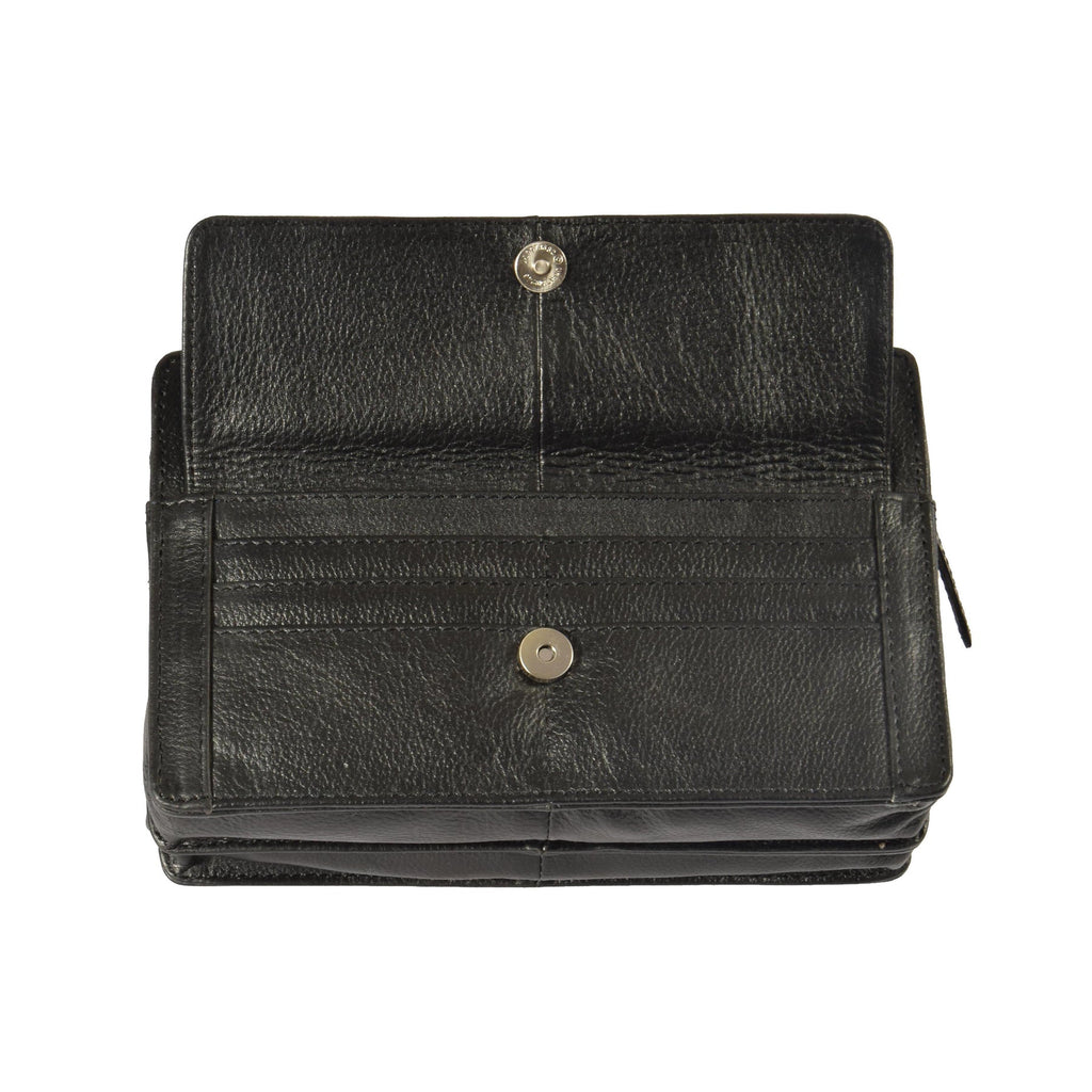 DR318 Real Leather Wrist Bag Clutch Travel Black 5