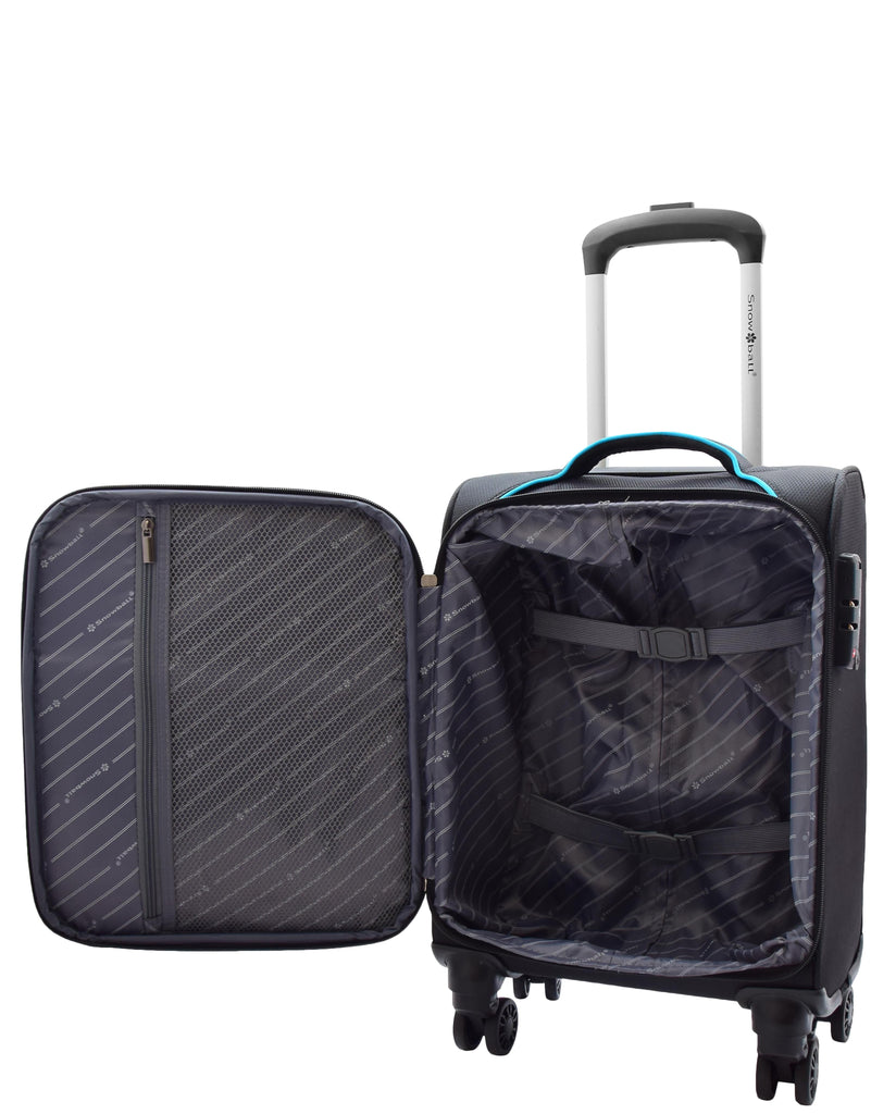 DR498 Four Wheel Lightweight Soft Suitcase Luggage Black XS Size 6