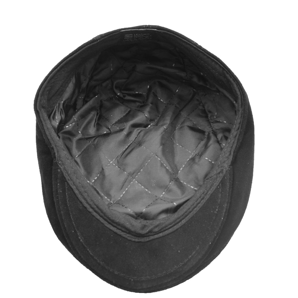 DR396 Soft Suede Leather Classic Flat Cap Black 4