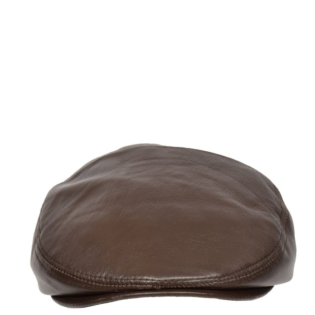 DR397 Soft Leather Classic Flat Cap Brown 4