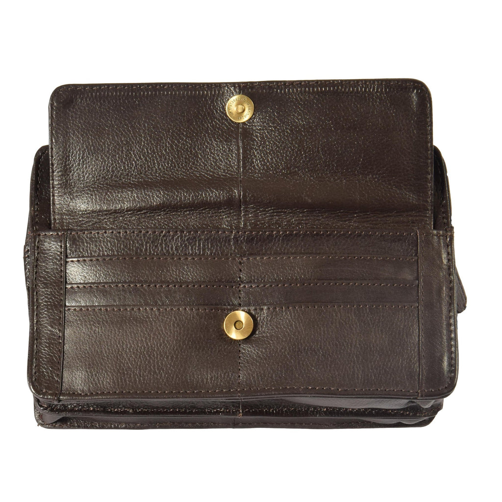 DR318 Real Leather Wrist Bag Clutch Travel Brown 5
