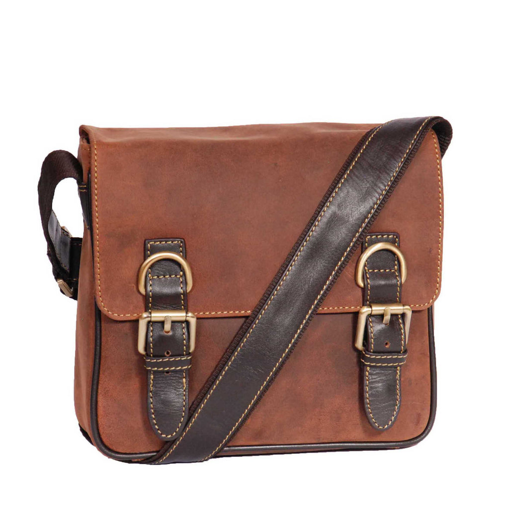 DR393 Satchel Style Leather Flight Bag Tan 1