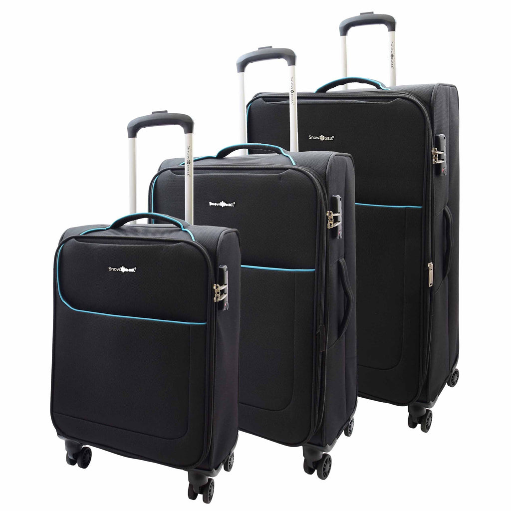 DR499 Four Wheel Lightweight Soft Suitcase Luggage Black 1