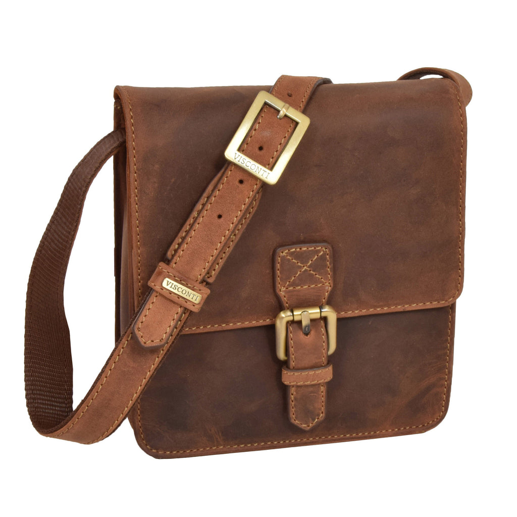 DR392 Small Cross Body Leather Pouch Travelling Bag Tan 1