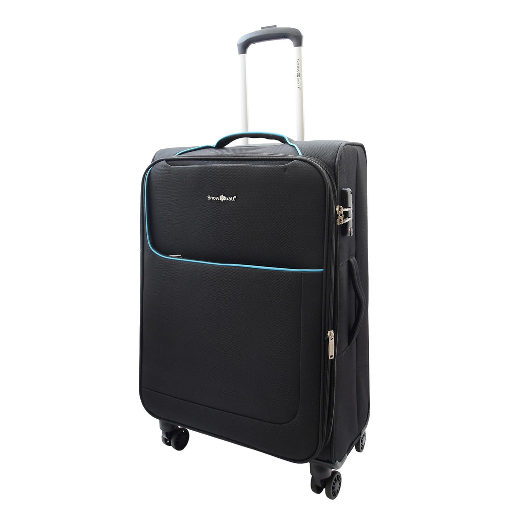 DR499 Four Wheel Lightweight Soft Suitcase Luggage Black 2