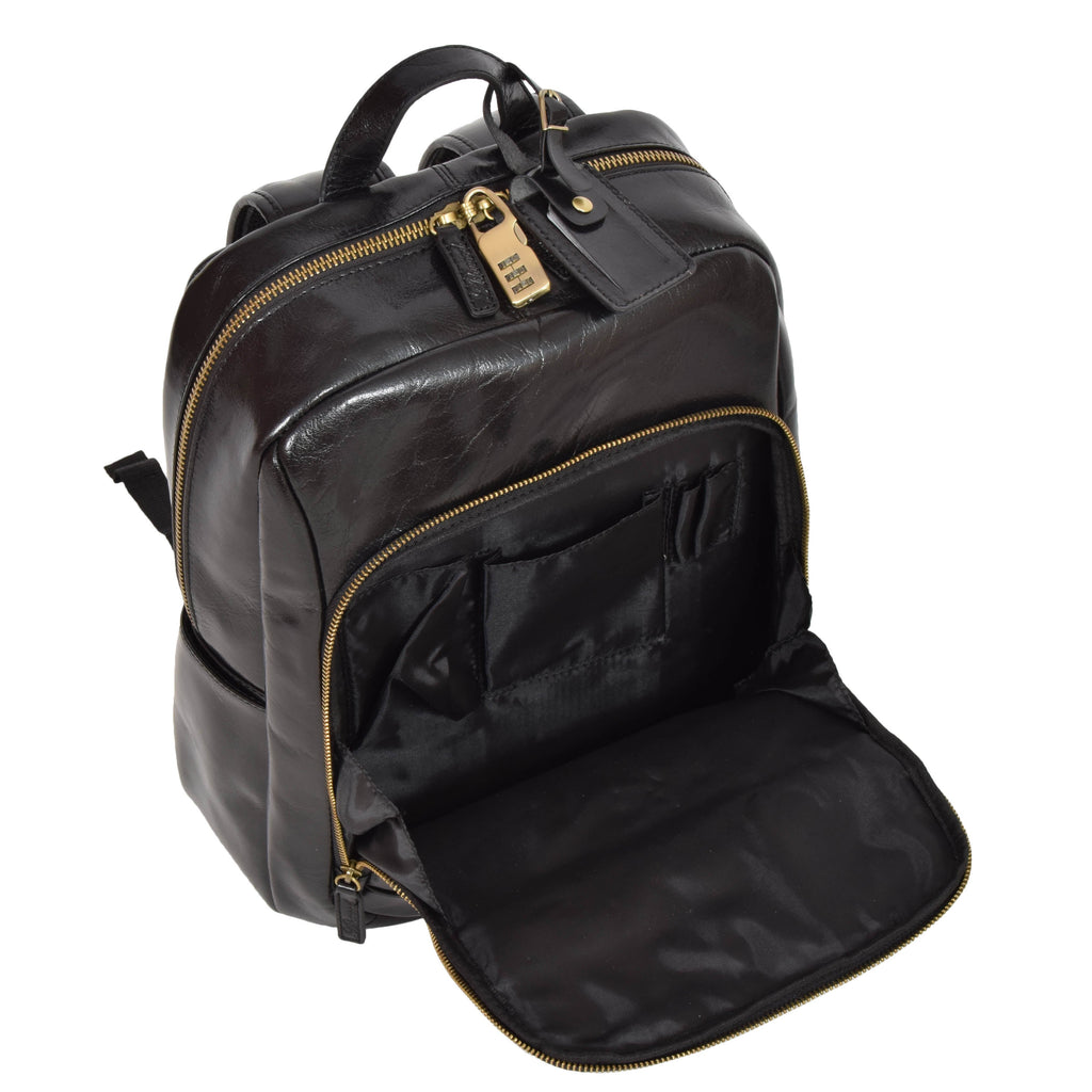 DR283 Back Pack Italian  Buffalo Leather Rucksack Bag Black 5