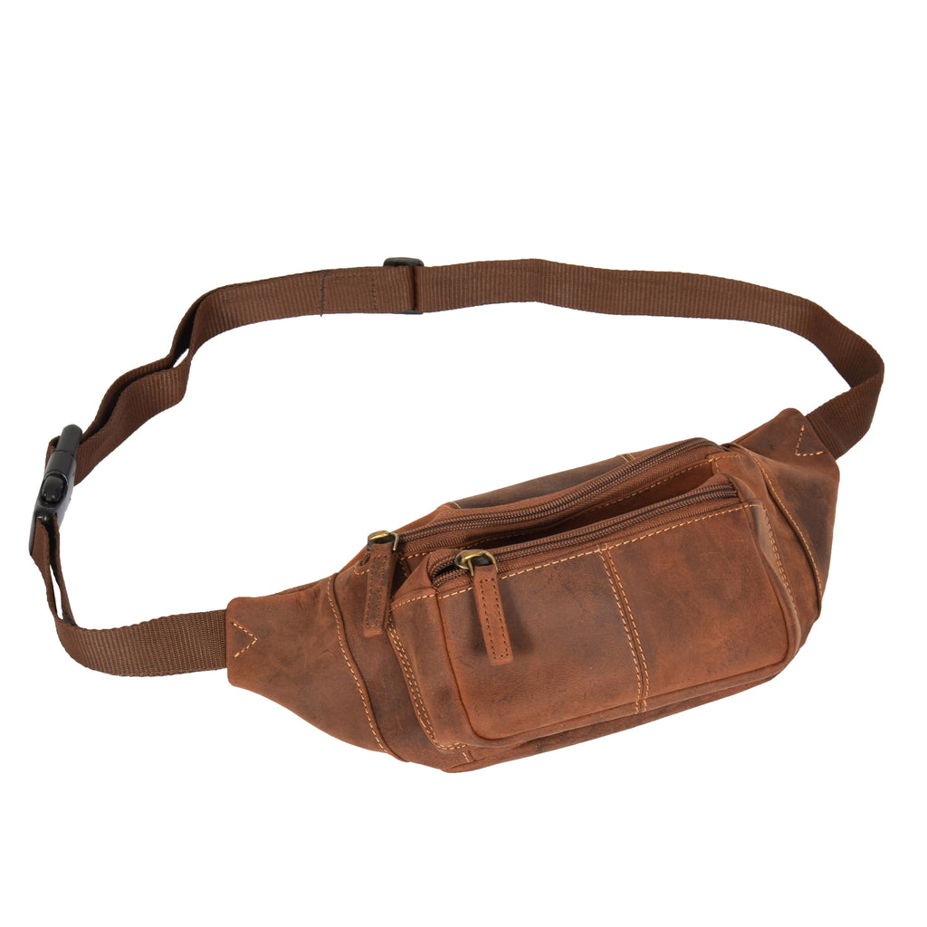 DR377 Real Leather Bum Bag Belt Waist Pack Oil Tan 2