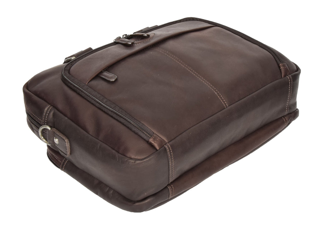 DR279 Men's Briefcase Genuine Soft Leather Laptop Bag Brown 6