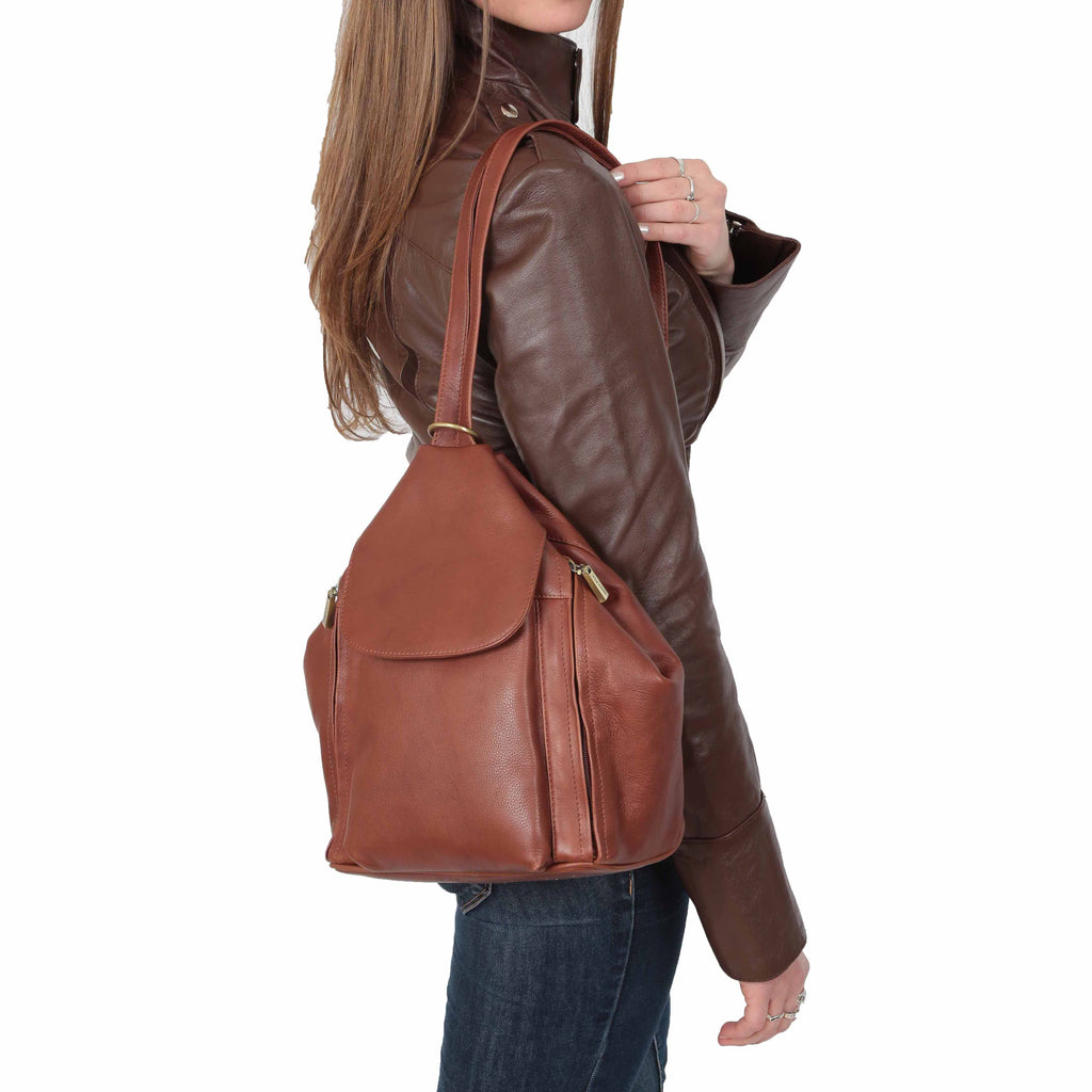 DR367 Ladies Leather Backpack Walking Bag Brown 6