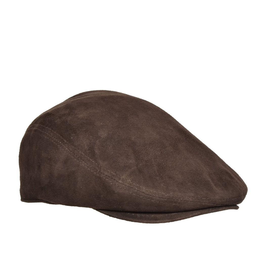 DR396 Soft Suede Leather Classic Flat Cap Brown 1