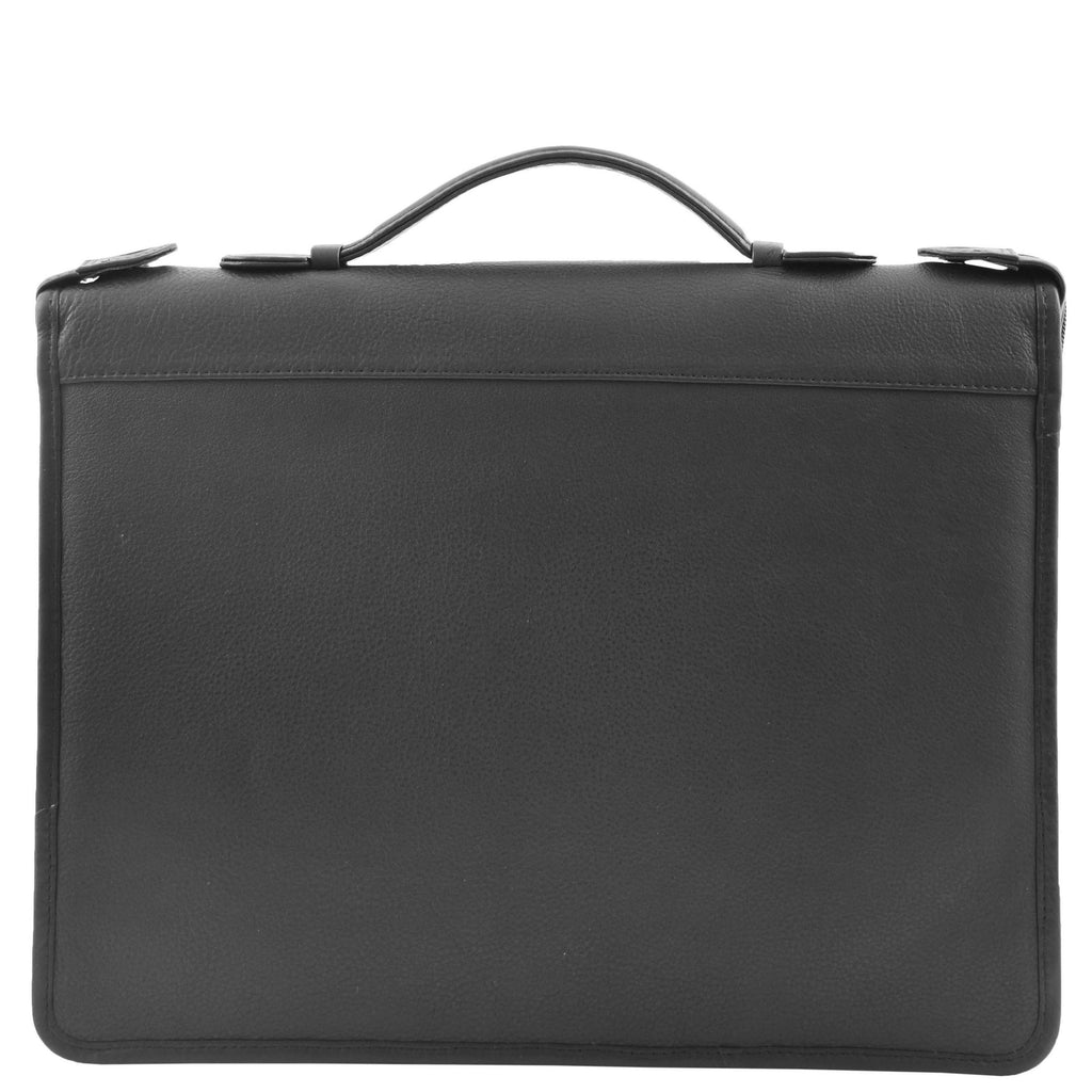 DR334 Real Leather Portfolio Case with Carry Handle Black 2
