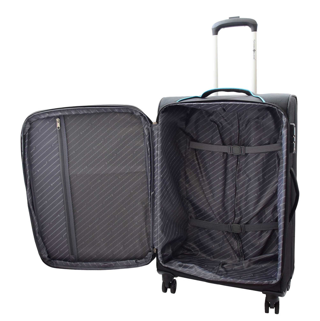 DR499 Four Wheel Lightweight Soft Suitcase Luggage Black 3