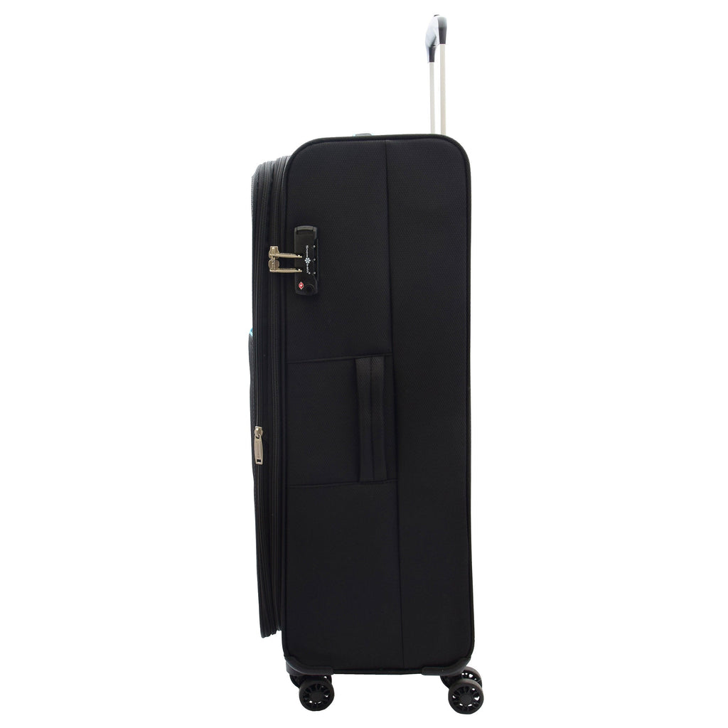 DR499 Four Wheel Lightweight Soft Suitcase Luggage Black 4