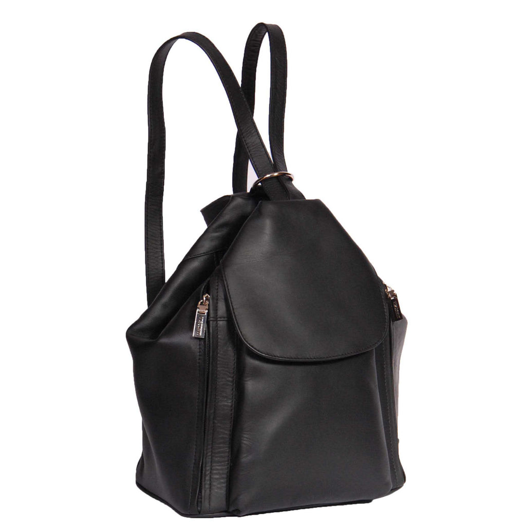 DR367 Ladies Leather Backpack Walking Bag Black 1