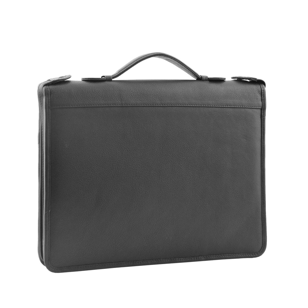 DR334 Real Leather Portfolio Case with Carry Handle Black 1