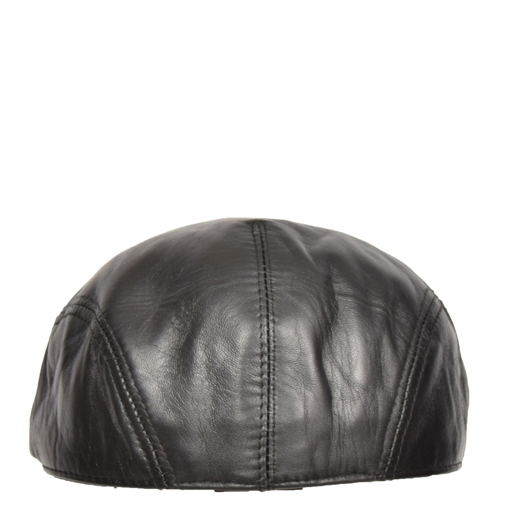 DR397 Soft Leather Classic Flat Cap Black 3