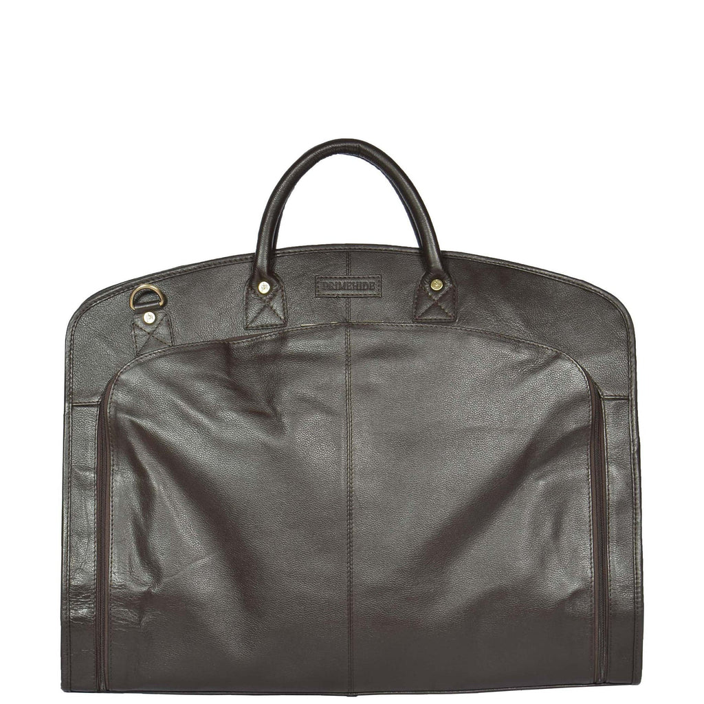DR319 Genuine Soft Leather Suit Carrier Dress Garment Bag Brown 2