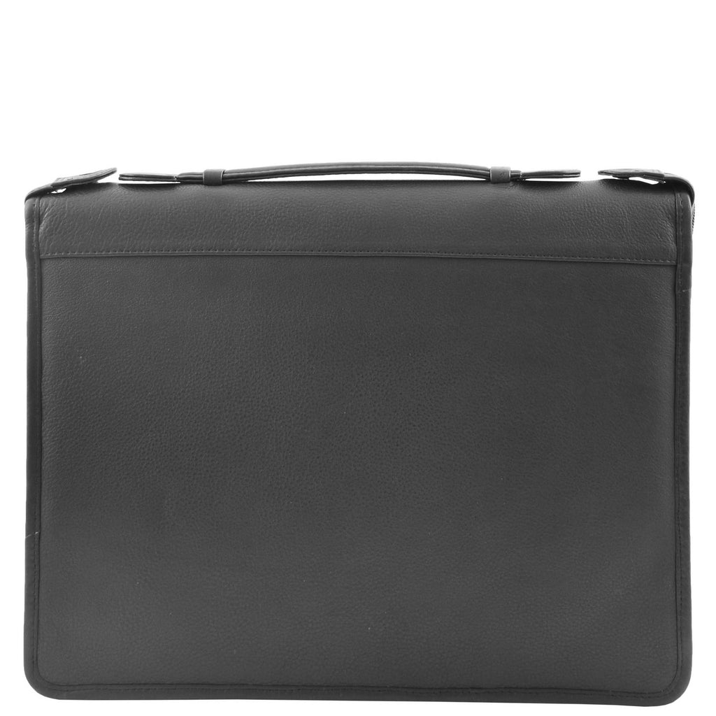DR334 Real Leather Portfolio Case with Carry Handle Black 3