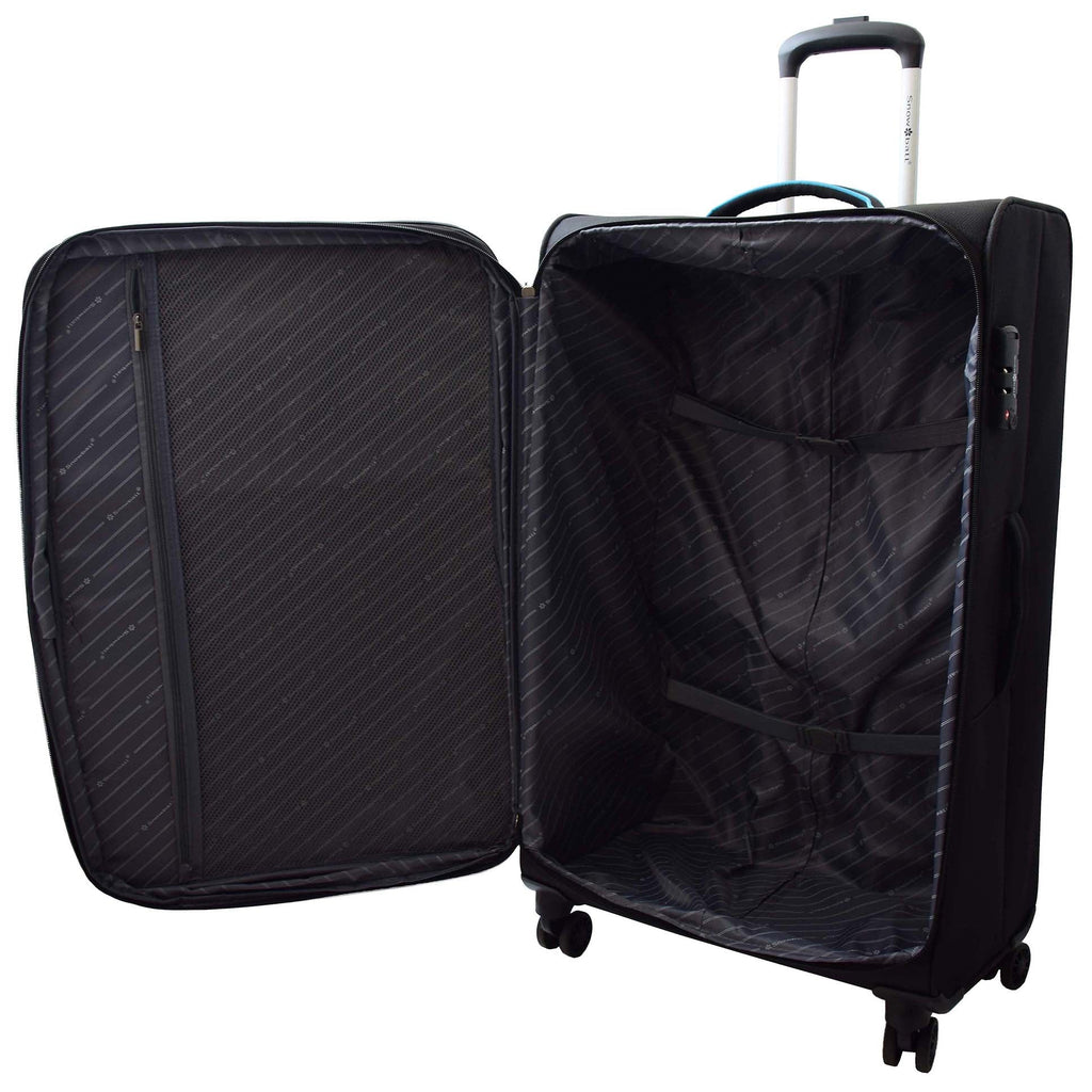 DR499 Four Wheel Lightweight Soft Suitcase Luggage Black 5