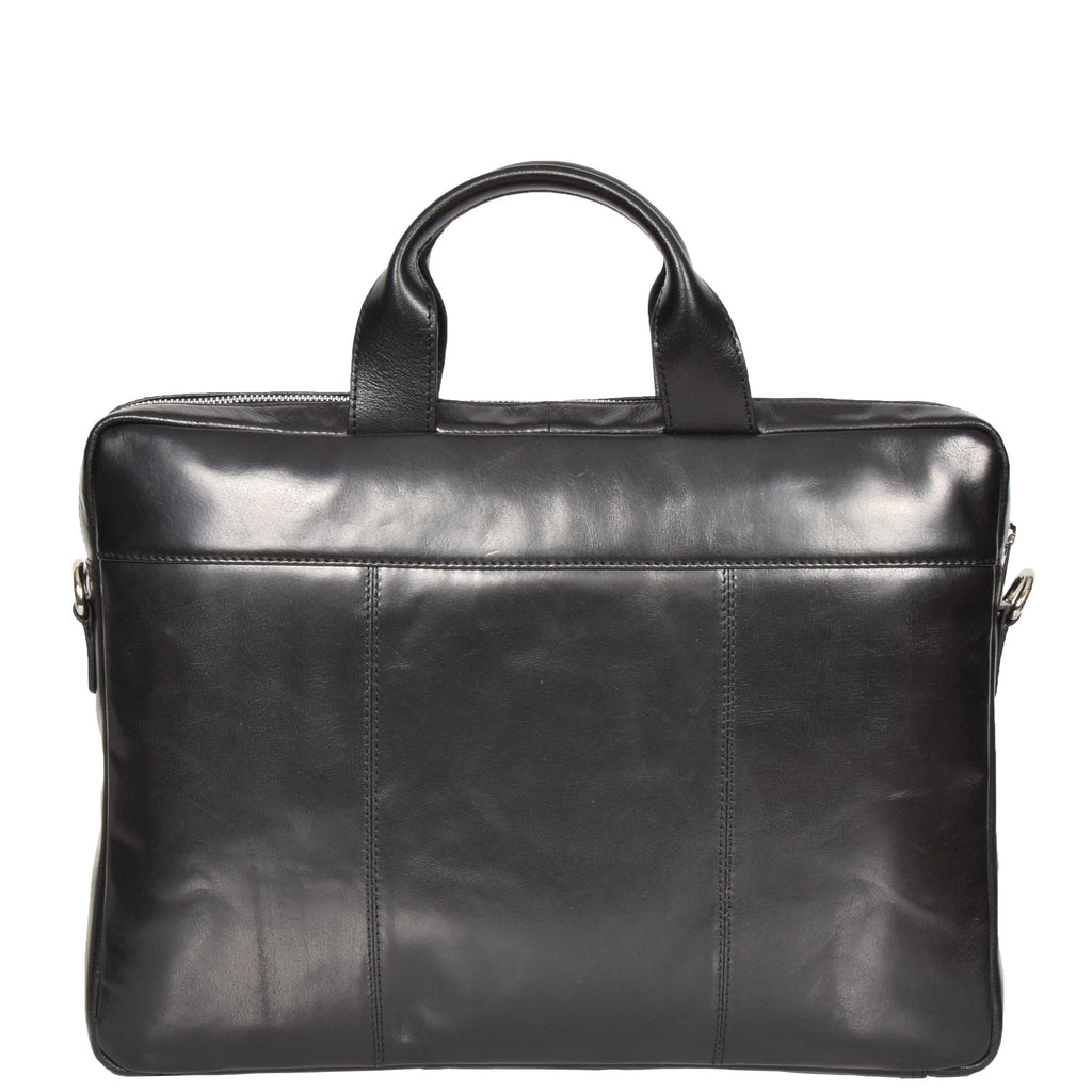 DR383 Slimline Cross Body Leather Briefcase Black 2