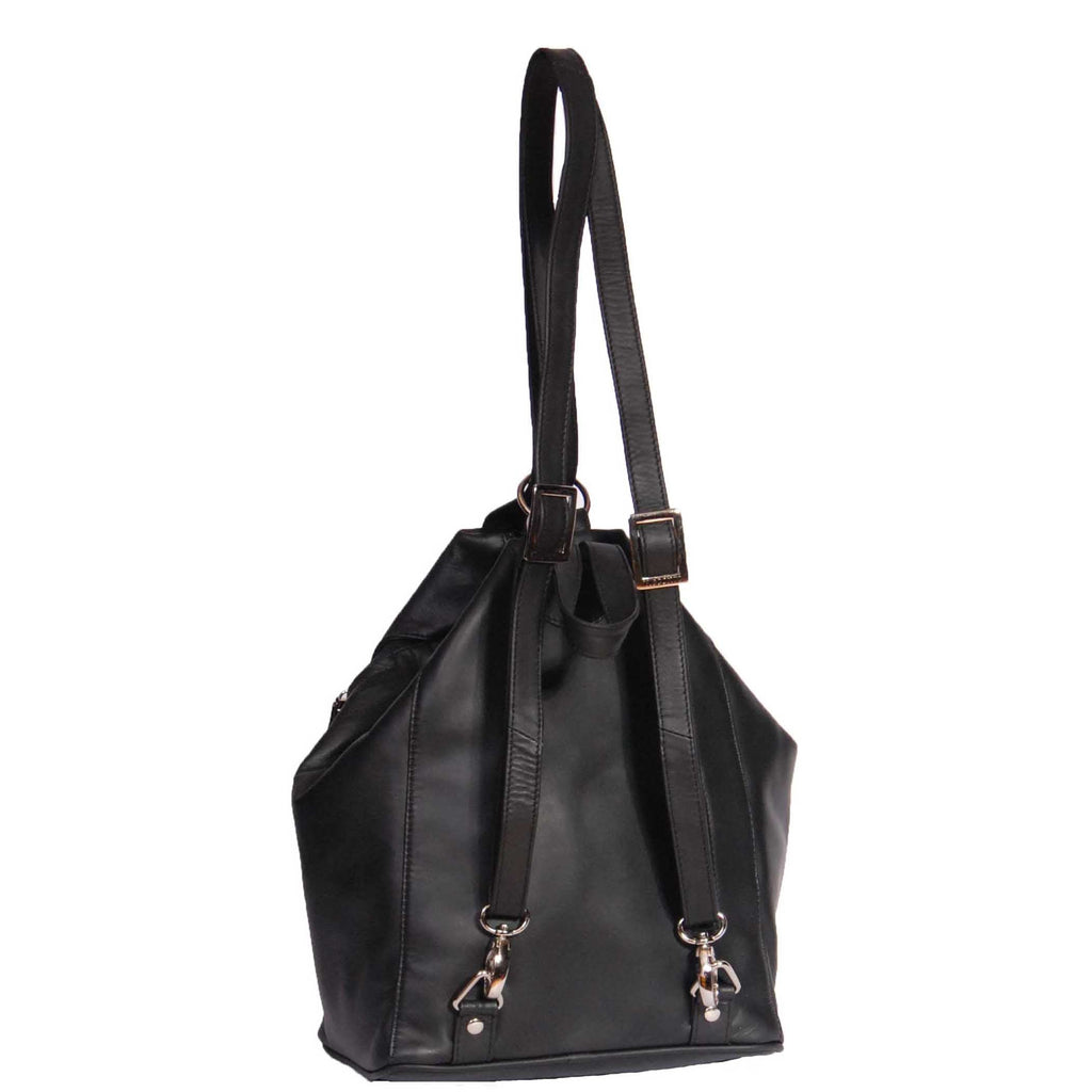 DR367 Ladies Leather Backpack Walking Bag Black 3