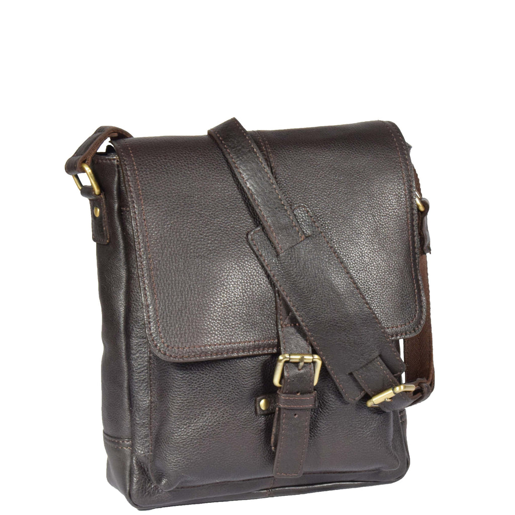 DR310 Men's Leather Cross Body Casual Bag Brown 1
