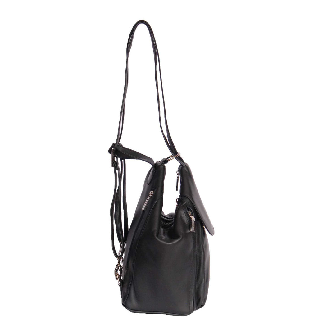 DR367 Ladies Leather Backpack Walking Bag Black 4
