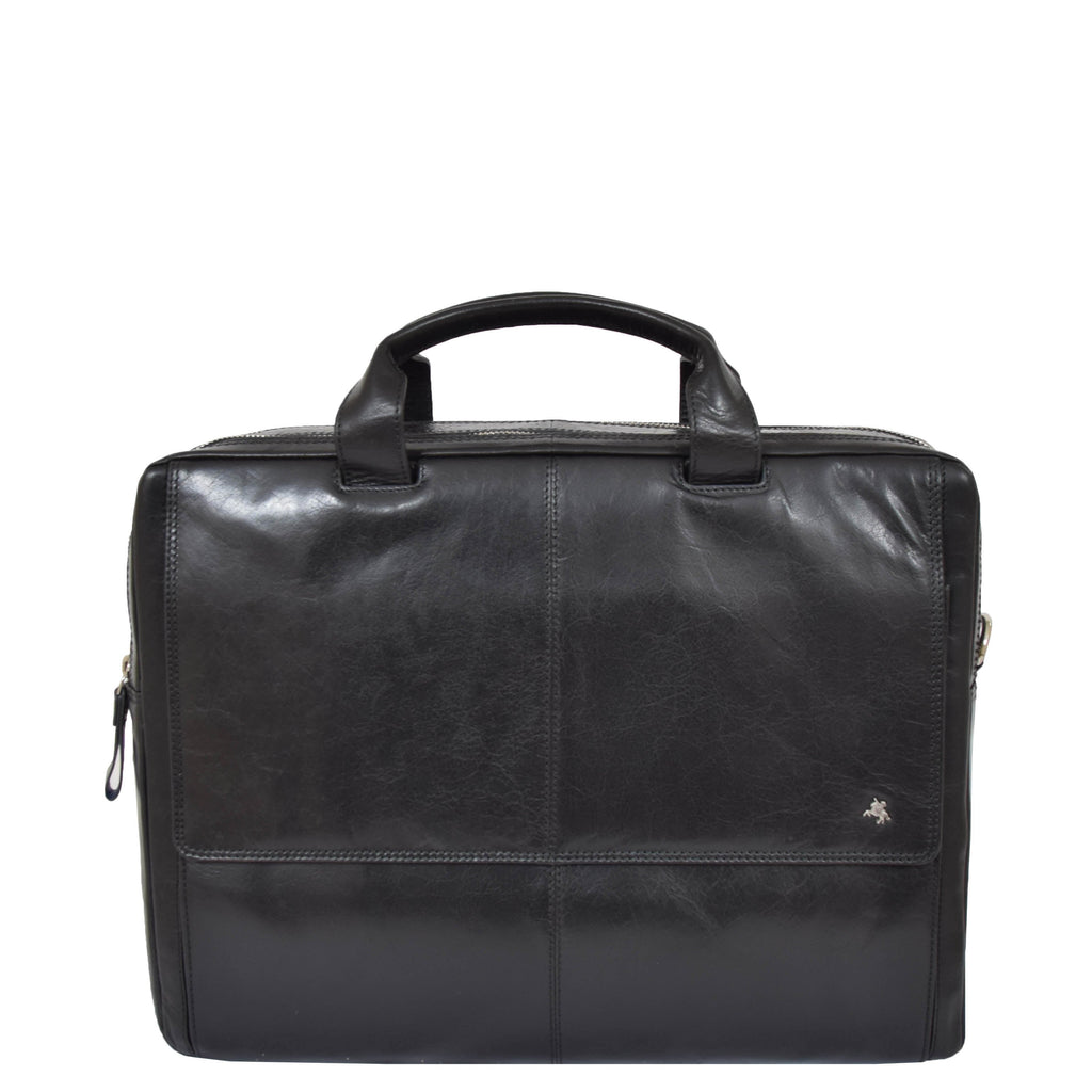 DR394 Men's Leather Briefcase with Laptop Compartment Black 3