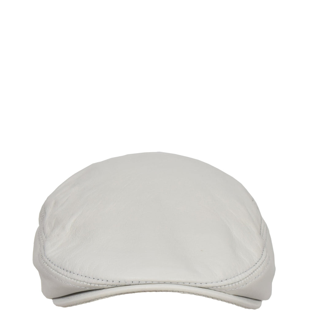 DR397 Soft Leather Classic Flat Cap White 4