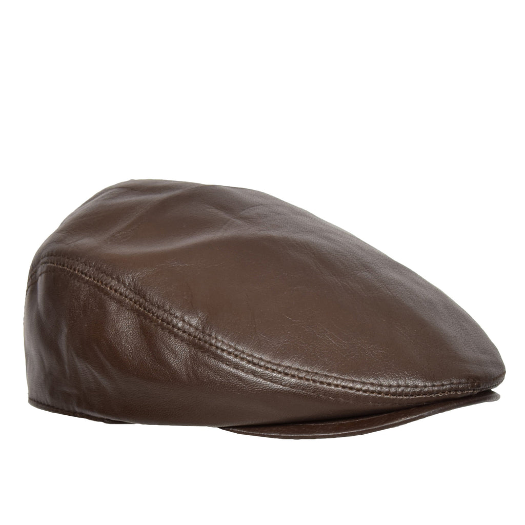 DR397 Soft Leather Classic Flat Cap Brown 1