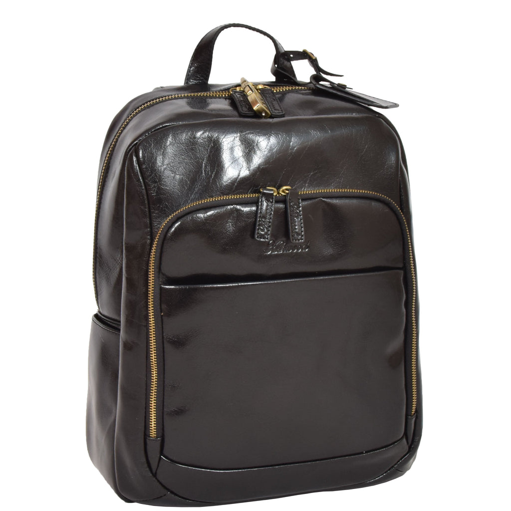 DR283 Back Pack Italian  Buffalo Leather Rucksack Bag Black 1