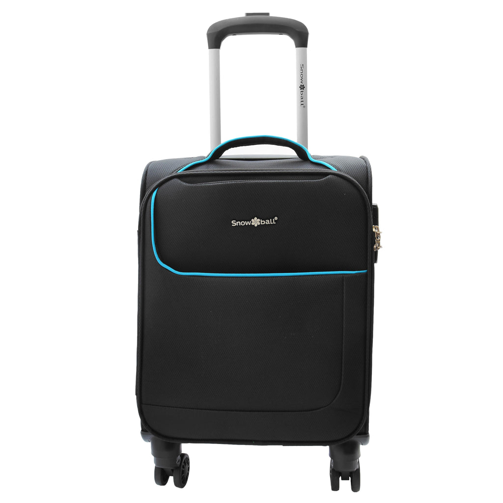 DR498 Four Wheel Lightweight Soft Suitcase Luggage Black XS Size 1