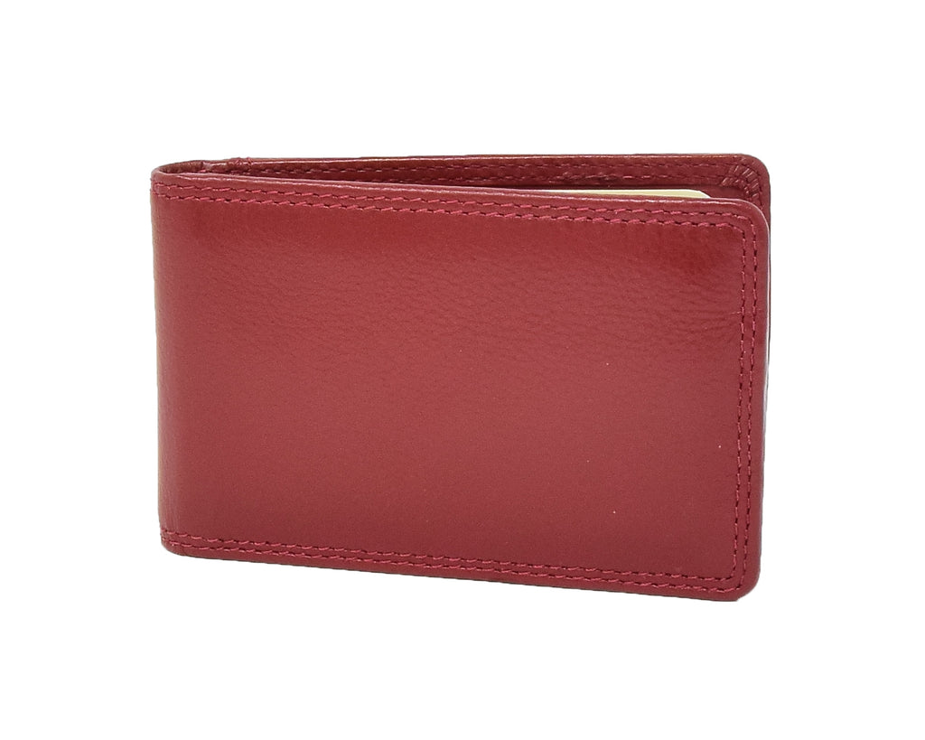 DR425 Slim Fold Leather Card Wallet Red 1