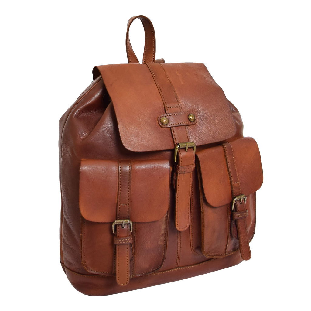 DR311 Italian Buffalo Retro Leather Rucksack Bag Backpack Tan 1