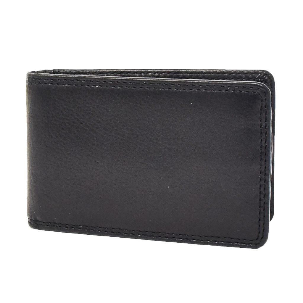 DR425 Slim Fold Leather Card Wallet Black 1