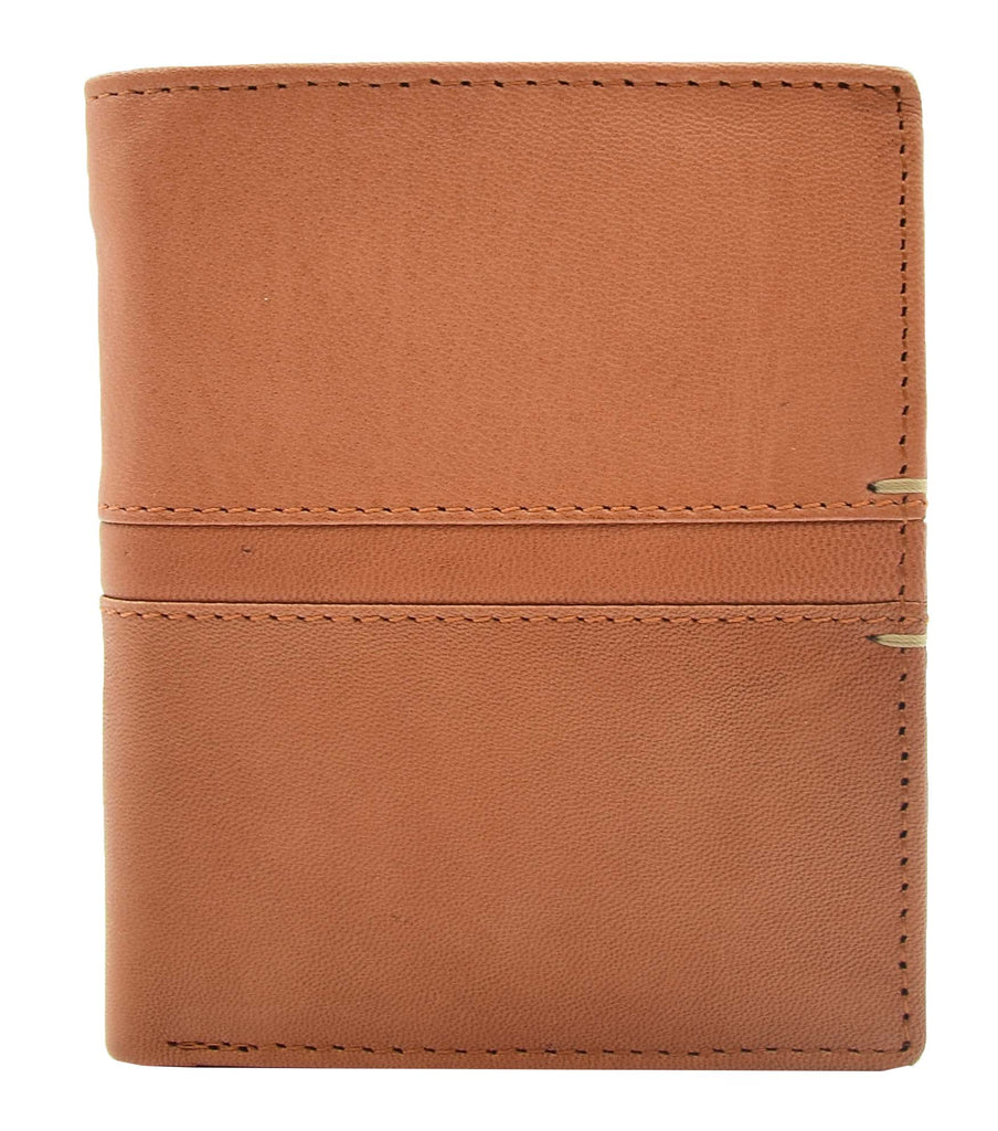 DR440 Men's Real Leather Small Bifold Wallet Cognac 2