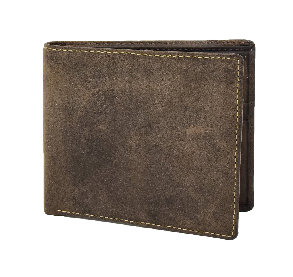 DR402 Men’s Vintage Real Leather Wallet Slim Case Oil Brown 2